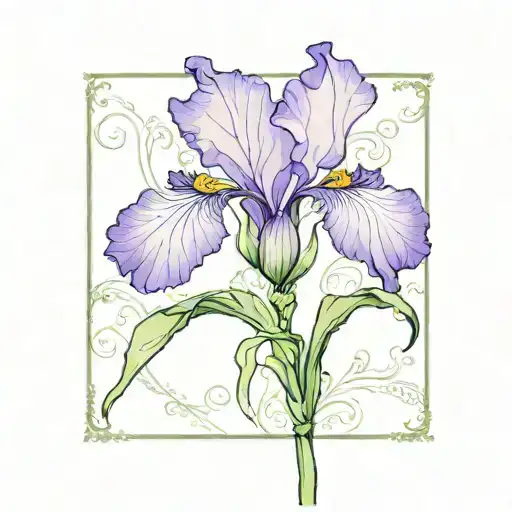 single purple iris with stem tattoo design idea