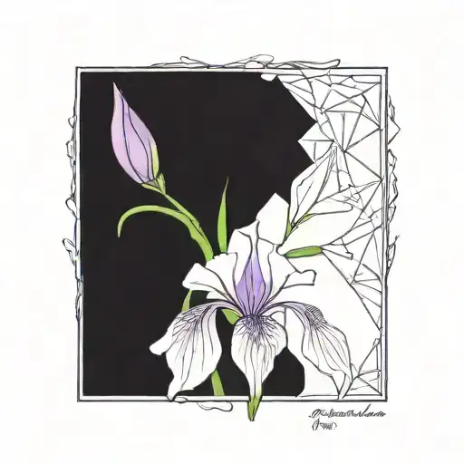 single purple iris with stem tattoo design idea