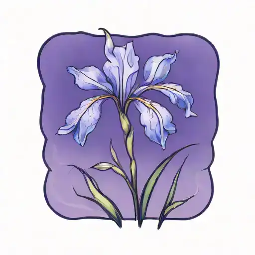 wild iris with stem tattoo design idea