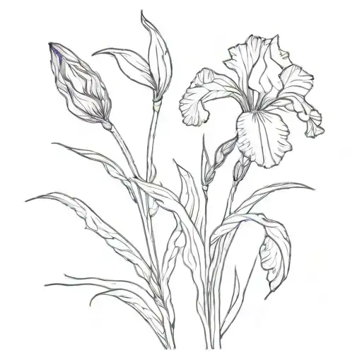  simple purple wild iris with stem tattoo design idea