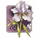 single purple iris with stem tattoo design idea