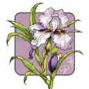 single purple iris with stem tattoo design idea