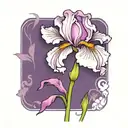single purple iris with stem tattoo design idea