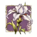 single purple iris with stem tattoo design idea