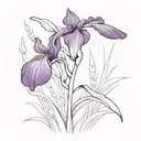  simple purple wild iris with stem tattoo design idea