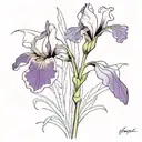  simple purple wild iris with stem tattoo design idea