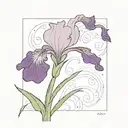  simple purple wild iris with stem tattoo design idea