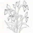  simple purple wild iris with stem tattoo design idea