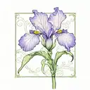 single purple iris with stem tattoo design idea