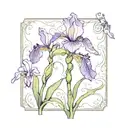 single purple iris with stem tattoo design idea