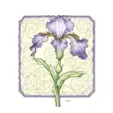 single purple iris with stem tattoo design idea