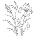  simple purple wild iris with stem tattoo design idea