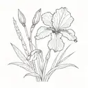  simple purple wild iris with stem tattoo design idea