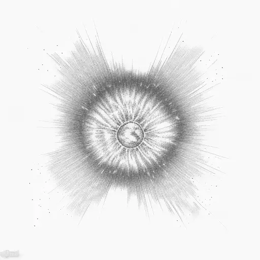 A man looks at a nuclear explosion in the snow. tattoo design idea