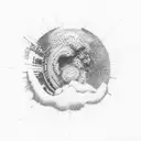 A man looks at a nuclear explosion in the snow. tattoo design idea