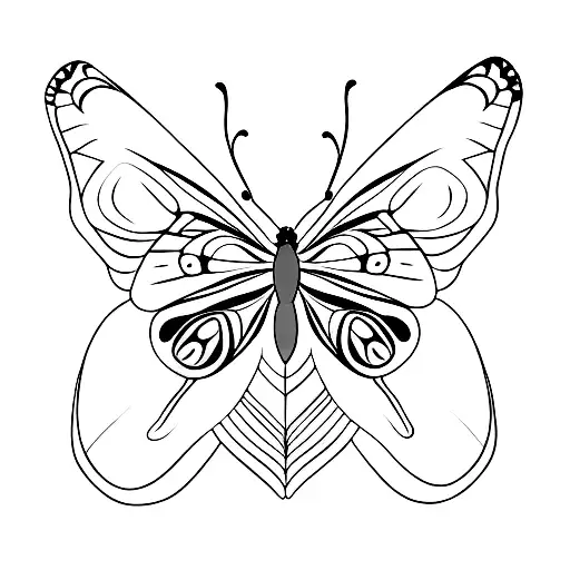 Match tattoo of a butterfly, one half of butterfly is completely black, and the other half is just the black outline  tattoo design idea