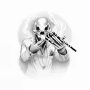 ghost smoking cigarette tattoo design idea