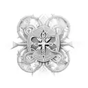 cross with Morior Invictus tattoo design idea