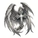 Demon wings with cross and angel wings tattoo design idea