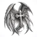 Demon wings with cross and angel wings tattoo design idea