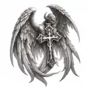 Demon wings with cross and angel wings tattoo design idea