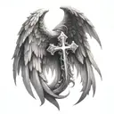 Demon wings with cross and angel wings tattoo design idea