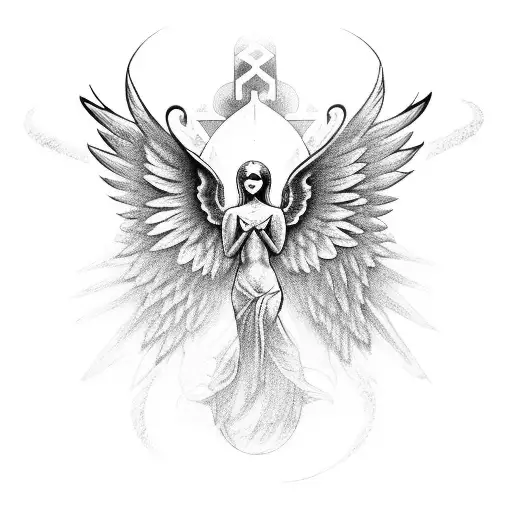 A seraphim. It has six wings: with two it covered its face. tattoo design idea