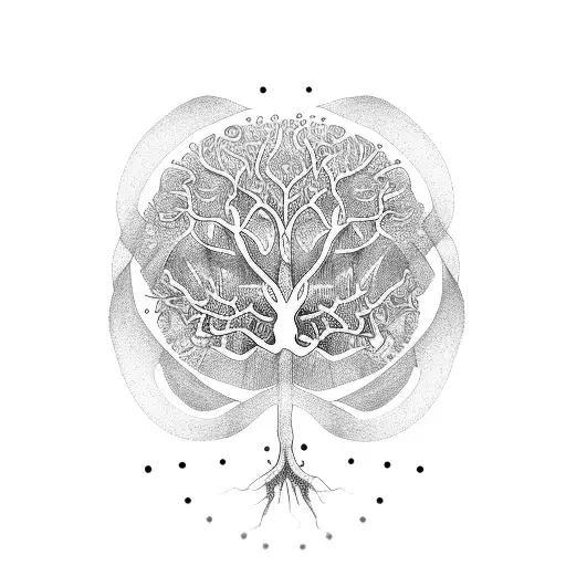 tree of life with dna strands as roots tattoo design idea