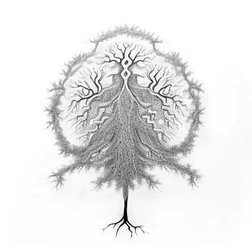 tree of life with dna strands as roots tattoo design idea