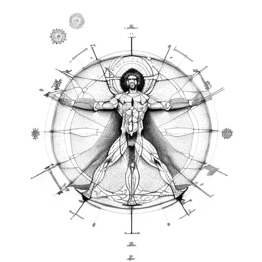 vitruvian man tattoo design idea