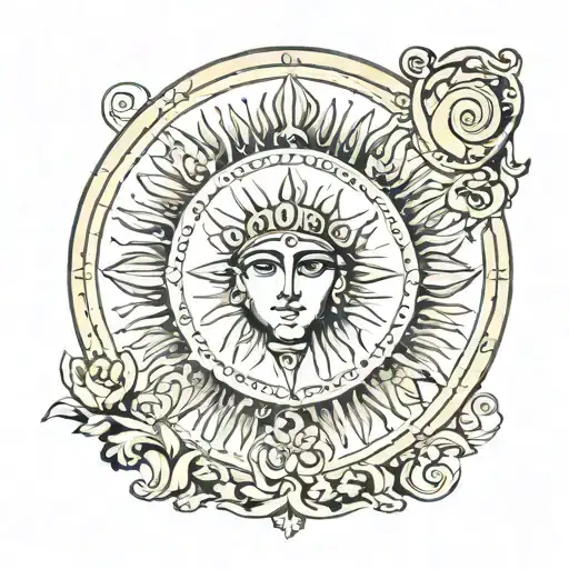 Vintage Greek Sun tattoo design idea