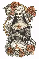 Spooky evil nun with biker tattoo design idea