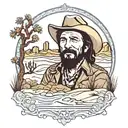 waylon jennings desert landscape filled tattoo design idea