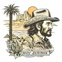 waylon jennings desert landscape filled tattoo design idea