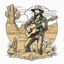 waylon jennings desert landscape filled tattoo design idea