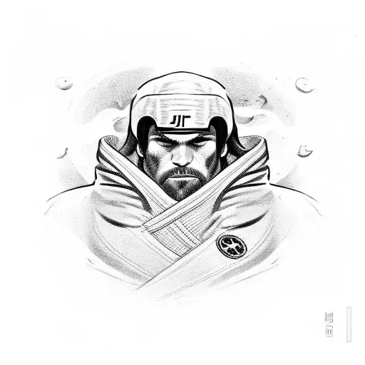 A jiu-jitsu fighter flexing biceps  tattoo design idea