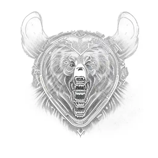 bear cross tattoo design idea