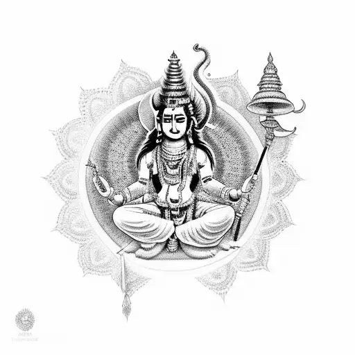 lord shiva thrishul and lord Krishna flute tattoo design idea