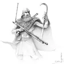 flute and thrishul tattoo design idea