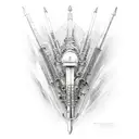 flute and thrishul tattoo design idea