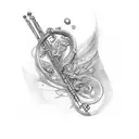 flute and thrishul tattoo design idea