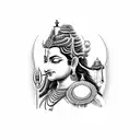lord shiva thrishul and lord Krishna flute tattoo design idea