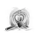 Dumbbell and fork crossed over a heart tattoo design idea