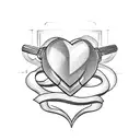 Dumbbell and fork crossed over a heart tattoo design idea