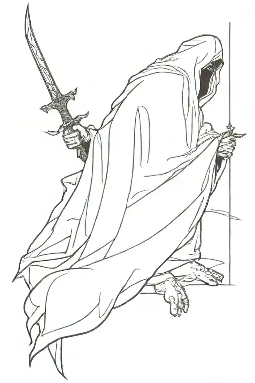 Nazgul holds a sword tattoo design idea