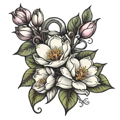flowers wrapping, breast cancer ribbon magnolia tree tattoo design idea