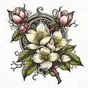 flowers wrapping, breast cancer ribbon magnolia tree tattoo design idea