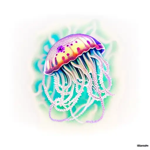 Jelly fish with flowers tattoo design idea