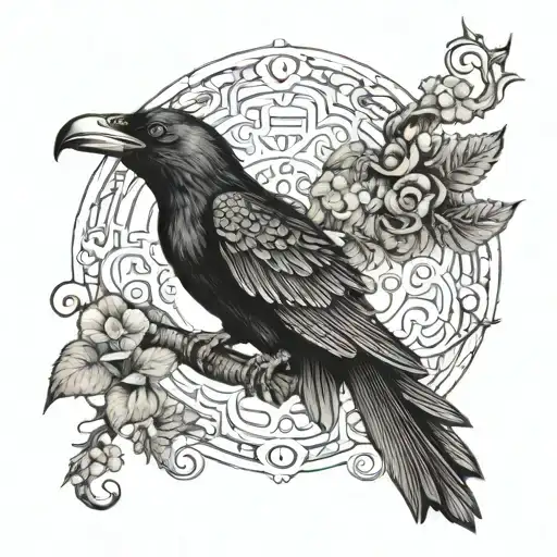 A tattoo design inspired by Gnostic symbolism incorporating the Corvus Hawaiiensis bird and Vipera Latastei snake tattoo design idea