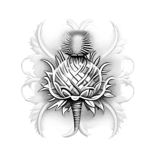 Scottish Thistle and Tudor rose entwined tattoo design idea